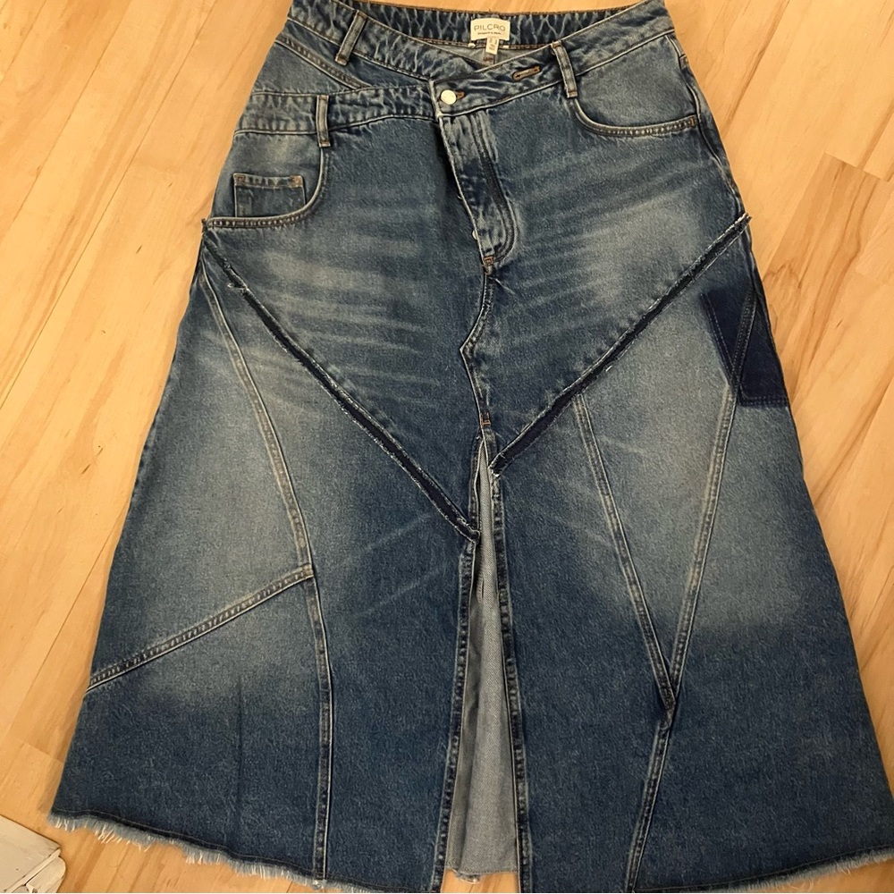 Anthropologie Pilcro Denim Re-worked Midi Skirt - Indigo - Picture 5 of 15